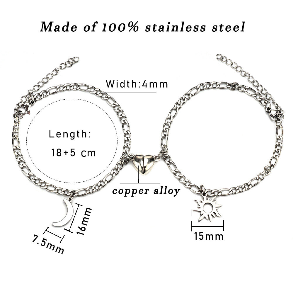 2Pcs Sun/Moon Charm Magnet Bracelets