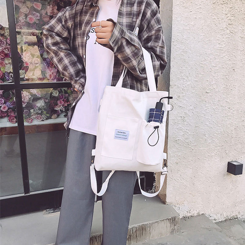 Harajuku Canvas Handbag With Pockets