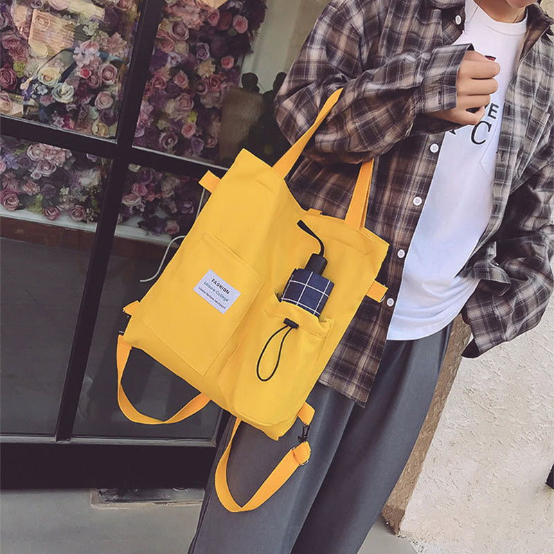 Harajuku Canvas Handbag With Pockets
