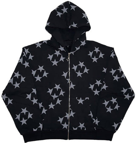 Stars Printed Zipper Hoodies