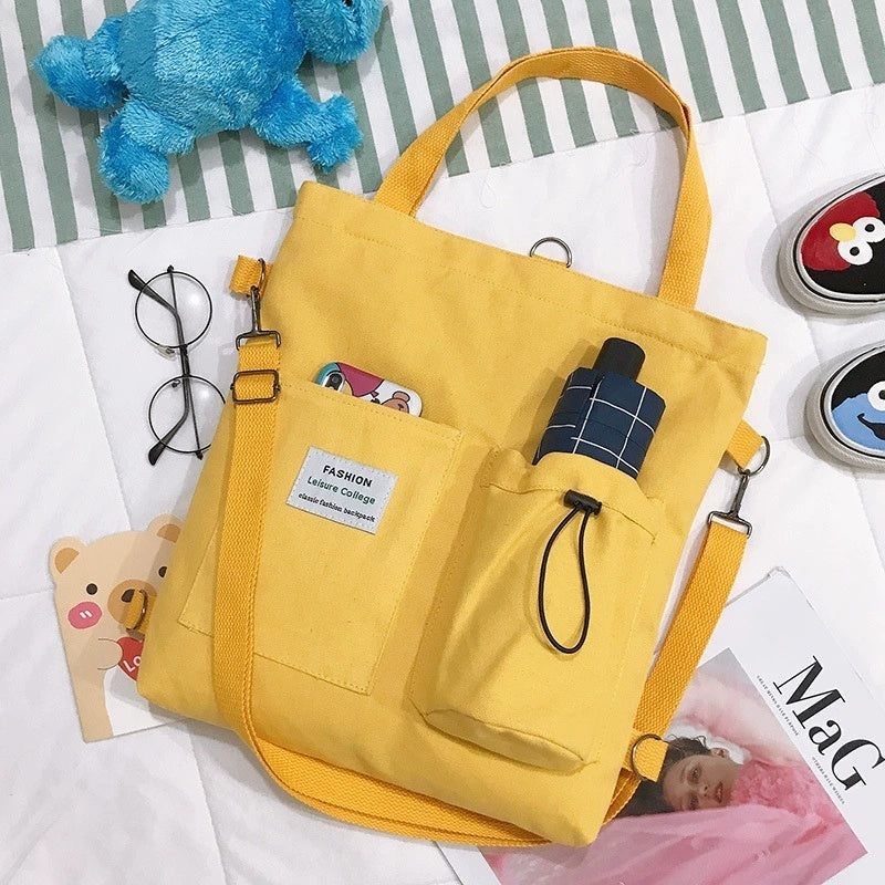 Harajuku Canvas Handbag With Pockets