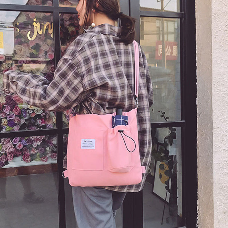 Harajuku Canvas Handbag With Pockets