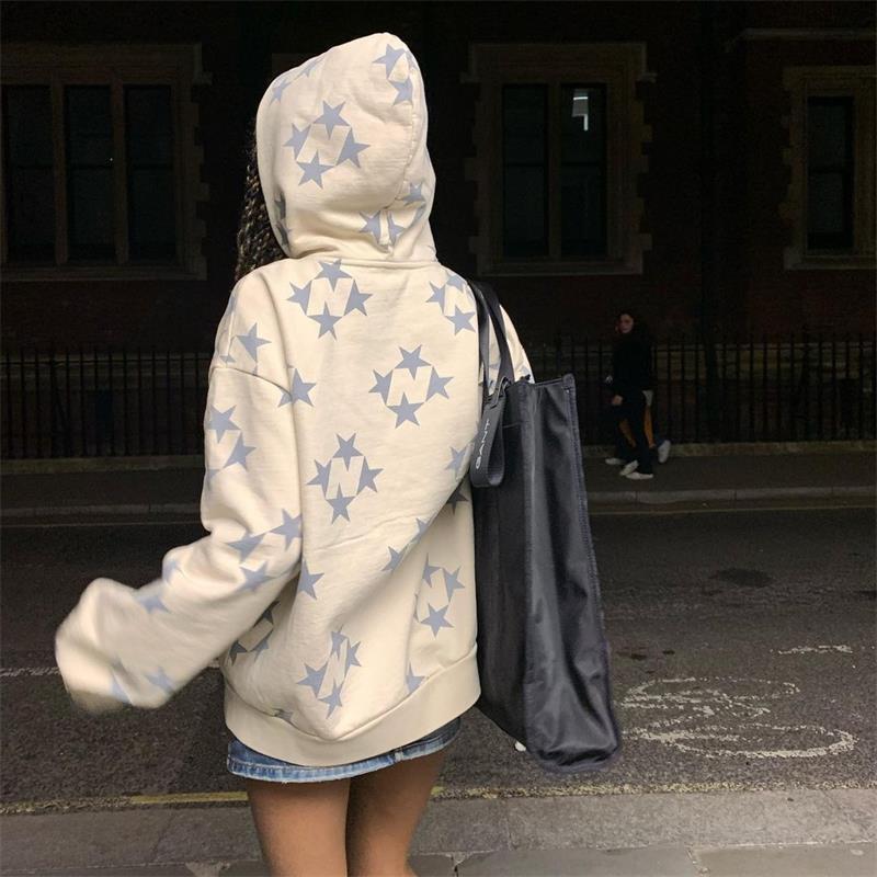 Stars Printed Zipper Hoodies